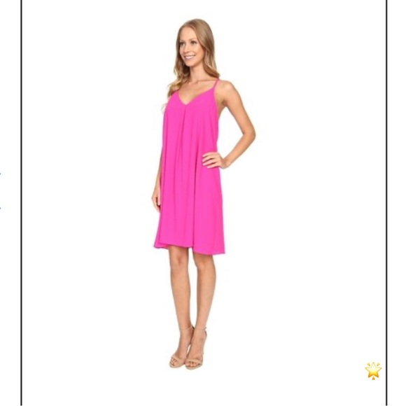 SMALL VINCE CAMUTO TANK DRESS SPAGHETTI STRAP PLEAT PINK KNEELNGTH SUMMER SPLASH - Picture 3 of 9